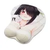 Poussions de souris poignets Rests Bride Tokisak Kurumi Anime 3D Oppai Mouse Pad Rest Y240423
