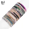 Brins 27 Color Elastic Femmes Bracelets Small Rose Or rose Sluerver Square acrylique Hématite à facettes Perles de cristal Bracelet Lady BC324