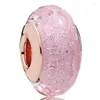 Pedras precárias soltas ondas brancas rosa original ondas brancas de sol brilhante Murano Glass Bead Jóias Diy Fit 925 Sterling Silver Charm Bracelet