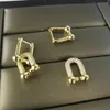 Designer trend TIFFs new U-shaped diamond inlaid ring buckle Earrings removable personalized high-quality feeling I61O