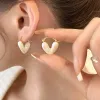 Clips Fashion White Love Heart Hoop Earrings for Women Girls Light Luxury Enamel Stud Buckle Senior Sense 2023 New Trend Jewelry