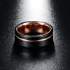 Bands Nuncad Men's Ring 8mm Black Matte Finish Tungsten Carbide Rings Rose Gold Color Groove Wedding Bands Ring Size 514 T003R