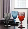 Whole 240ml 300ml wine glasses 4colors European style embossed stained glass wine lamp thick goblets3042877