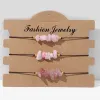 Brins 3pcs / ensemble Bracelets de corde de perles de copeaux de pierre naturelle pour femmes Men de gravel rose Opale Strawberry Rose Quartz Bracelet Bracelet