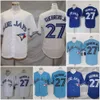 Baseball Jerseys 2021 New Toronto Bluebirds Jersey Ball Uniform #27 Baseball Jersey Sports Loose Button T-sleeve Shirt
