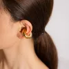Ohrringe extra große Ohrmanschette Textur Hämmerte Twist Leichte Clip an Ohrringen für Frauen Edelstahl gefälschte Piercing Ohrklammern 1Pair