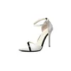 Vestido sapatos de moda saltos altos estiletto tornozelo tira de 6 cm de 10 cm de bombas sexy salto fino preto fivela branca hole hollow 2021 qws2 h240423