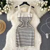 Urban Sexy Dresses Striple 2024 Sexig Summer Knit Rand Dress Women Tank Elatisk midja Bodycon Sundress Kvinnlig strand Backless Midi Dressl2404