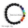 Stränge heißer Verkauf 8mm Vulkan Lava Armbänder Buddha Kopf Löwenkopf Yoga Energie Armband Tigeree sieben Chakra -Armband für Frauengeschenk