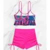 Schwimmkleidung Sommer sexy rosa Badeanzüge Tankini Set weibliche zweiteilige Bademode Beach Badezusammenzug Badeanzüge Pool Womens Schwimmanzug 2024 240423