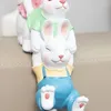 Decorative Figurines Three Lovely Rabbits Resin Sculpture Adornment Home Livingroom Study Room Statue Decoration Store Office Desktop Craft