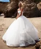 Modern A-Line Wedding Dress Sweetheart Cross Back Beaded Belt Soe Up Tulle Women Formella brudklänningar svep Train Vestidos de Novias Custom Made Made