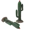 Decorative Flowers 2 Pcs PVC Simulation Cactus Craft Figurines Car Decor Garden Miniature Ornament Office Accessories Artificial