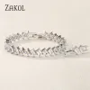 Brins Zakol Korean Style Rectangle Color Zirconia Bracelets en cristal avec chaîne d'extenseurs pour les femmes de luxe de luxe Bijoux BP2279