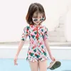 Swim Wear Girl One Piece Suit Children Sunscreen Swimsuit Kid Cute Cartoon Swimwear Toddler Infant Beachwear Bathing Suit 240423