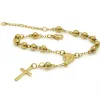 Bracelet du chapelet en acier inoxydable des brins Nouveau bracelet de perle féminin de qualité supérieure avec bracelet catholique religieux pendentif cross jesus