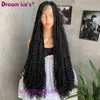 Full lace dirty braid three braids floating flower long curly hair braided wig headband Box brain wave