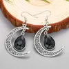 Charm Gothic Red Color Crystal Moon Earrings for Women Romantic Dark Witch Vintage Jewelry Minimal Pagan Phas Witchy Goddess Gifts Y240423