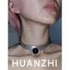 Kettingen Huanzhi y2k punk roze zwarte kralen klinknagels faux leer unisex choker eenvoudige gepersonaliseerde ketting nieuwe trendy sieraden voor vrouwen