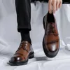 Klänningskor affärer avslappnade män loafers vintage brittiska formella läder lyxiga snörning bröllop vårens höstarbete oxfords