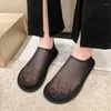 Chaussures décontractées 2024 Mesh pour femmes Vulcanisé Femme Slip-on Sandales plates Summer Summer Boughtable Shallow Peas Zapatillas