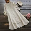 Oversized Cotton Linen Dress for Women Summer Plus Size Blouse Skirt Vestidos Large Size Female Clothing Solid Loose Long Dress 240423