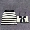 Striped Women Knitted Tank Dress Set Cropped Luxury Designer Knits Tops Skirt Outfits lETTER Tank Singlet Skirts Sexy Bandeau Singlets Dresses Set