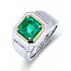 Ringe Zhanhao Großhandel Labor Labor Emerald Männer verstellbare Größe S925 Sterling -Silberbandring mit Steinen für Männer