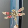 Keychains High-End-stil Smart Painted Dragonfly Brooch Micro-Set Diamonds Metal Badges Pin Coats Suits Tillbehör för män och kvinnor