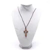 Choker 1st Wood Jesus Cross Halsband Trämetallpandent gåva för män Kvinnsmycken