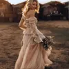 Robes de mariée occidentales country vintage en dentelle à manches longues gitans