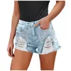 Women's Jeans Women Distressed Denim Shorts Rhinestone Fringe Mid Jean Frayed Hem Summer Short Torn Wide-Legged Pants 2024