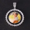 INS Memory Photo Rotatable Double-sided with Micro Inlaid Zircon Trendsetter Circular Pendant