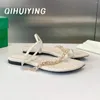 Slippers 2024 EST Summer en cuir authentique Thongs High Heel Femme Stiletto Madies Desinger Sildes Vacation Bota féminina