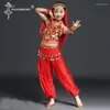 Sahne Giymek Çocuklar Göbek Dans Kostümleri Set Oryantal Kızlar Dancing India Giysileri Bellydance Çocuk