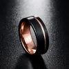 Bands Nuncad Men's Ring 8mm Black Matte Finish Tungsten Carbide Rings Rose Gold Color Groove Wedding Bands Ring Size 514 T003R