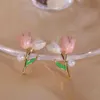 Charme boucles d'oreilles roses roses luxueuses adaptées aux femmes