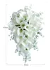 Wedding Flowers Collection Fake Calla Lily Lilies of the Valley Cascading Bridal Bouquet Waterfall Style Flores para casamento