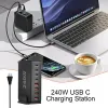 Chargers 240W Desktop Charging Station 4 USB Type C USB Type A Charger 8 Ports For iPhone15 PD Fast Charger For Laptop Tablet