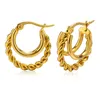 Hoop kolczyki SKU modna stal nierdzewna dla kobiet dziewczęta imprezowy prezent Gold Metal Warstwowy Twisted Rope Huggie Ear Jewelry