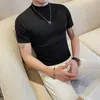 Summer solid color mens Tshirt Korean luxury clothing short sleeved casual fully matched slim fitting basic 240422