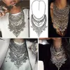 Colliers Fashion Silver Color Indian Vintage Déclaration Grand Collier Femmes Boho ethnique Maxi Big Col Collier Chunky Collier