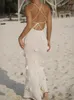 Swobodne sukienki białe dama elegancka retro high street Robes elegancka 3D Flower Sling Maxi sukienka moda