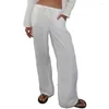 Pantalon pour femmes cordon décontracté taille élastique à la taille de printemps d'été imprimé / couleur de couleur de couleur solide
