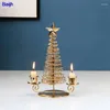 Kerzenhalter 2024 Weihnachtsbaumform Iron Draht Ständer Candlestick Ornament Tabletop Herzstück Hochzeitsdekoration Ankunft