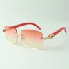 Designer Endless Diamentowe okulary przeciwsłoneczne 3524025 z czerwonymi drewnianymi szklankami ramion, sprzedaż bezpośrednia, rozmiar: 18-135 mm