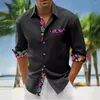 Camicie casual da uomo camicia di lino in lino sciolto color topelwwork manica lunga girare il collo delle hawaii tops streetwear per abiti maschili