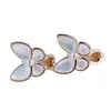Top Quality Classic Style 925 Sterling Silver Fanjia Butterfly Earrings Plated with 18K Rose Gold White Fritillaria Precision High Edition