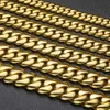 Chaîne de liaison cubaine solide en gros 14K 18K 18K réel plaque d'or Hip Hop Collier de bracelet Miami Hip Hop Taille Miami