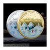 Arts And Crafts Christmas Commemorative Coin Party Favors Personality Cartoon Santa Claus Medal Collection Craft Gift 40Mm Inventory Dh2Fg